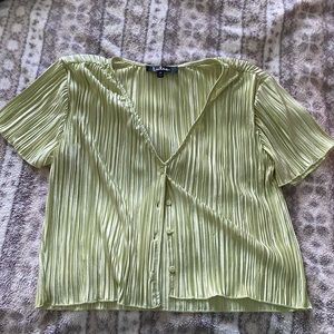 Lulus Plisse Short Skeeve Blouse